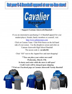 CA Baseball Apparel is Now Available for Purchase