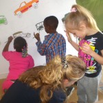 Dye 2nd Graders Paint a Mural at Patsy Lou's