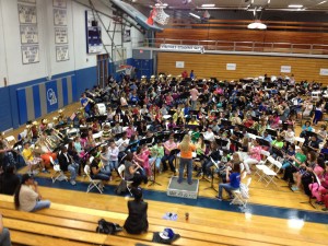 Students rehearsing for the All District Band and Orchestra Concert!